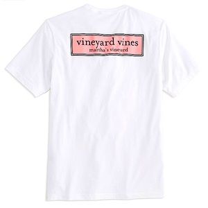 Vineyard Vines Pink Box Logo Pocket Tee